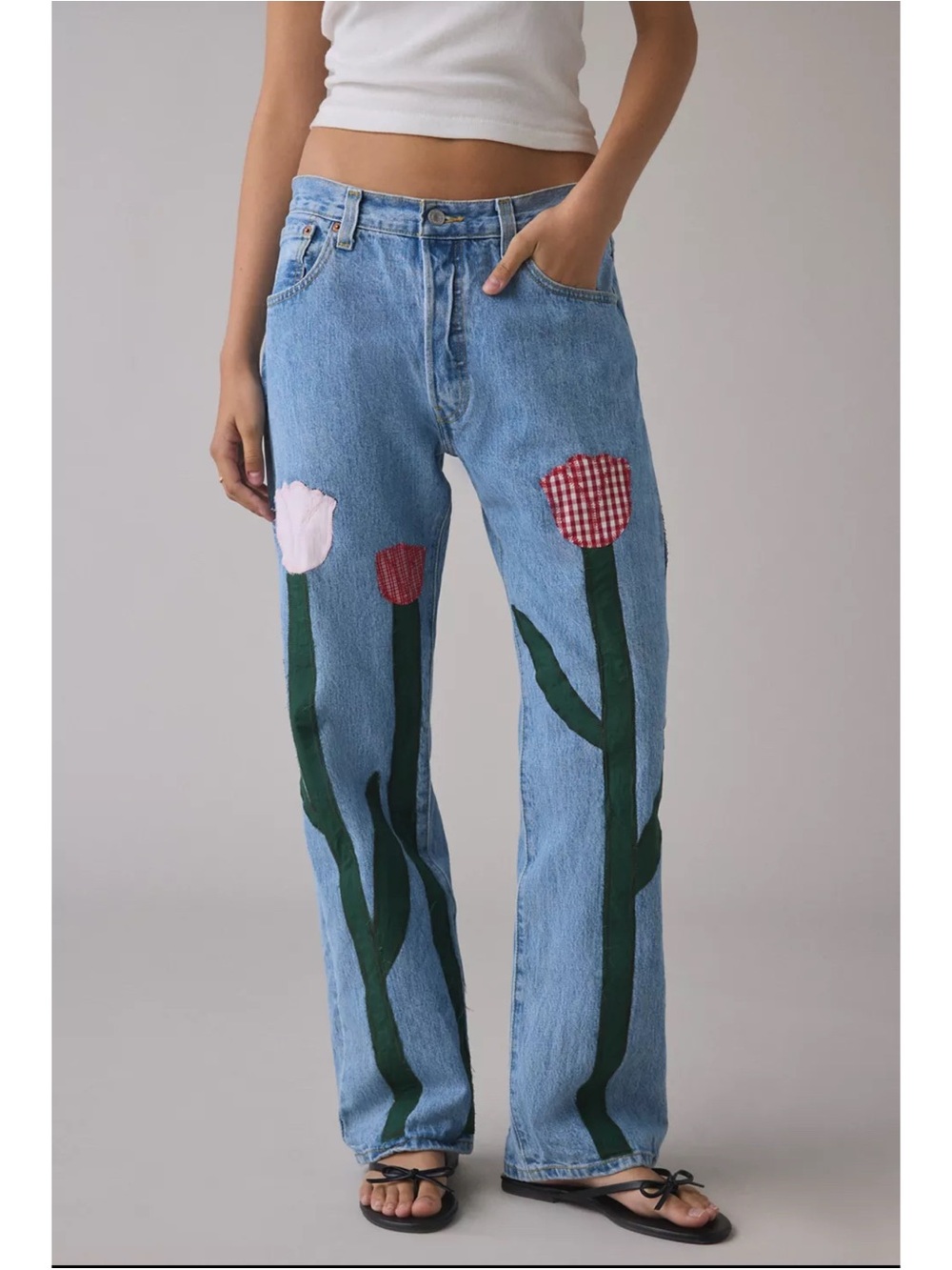 Levi's 505 Vintage Remade by UO Patchwork Tulip Jeans 33 x 32